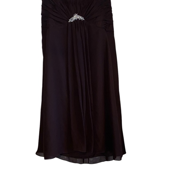 VTG Y2K Rhinestone Pendant Brown Sleeveless Cocktail Dress Fall Holiday Party - Picture 3 of 6